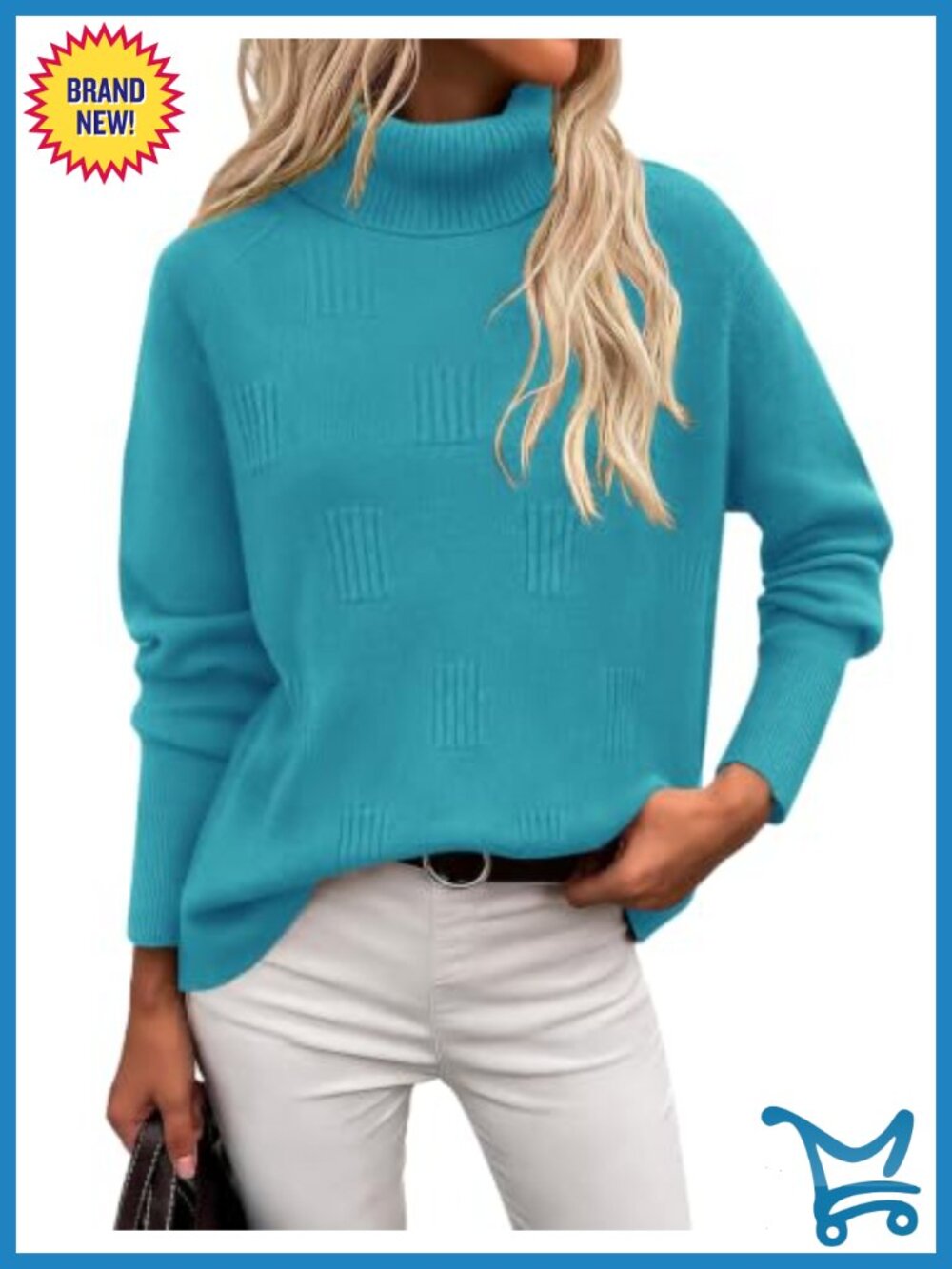 Ekouaer Turtleneck Sweater Long Sleeve Knitted Pullover Top